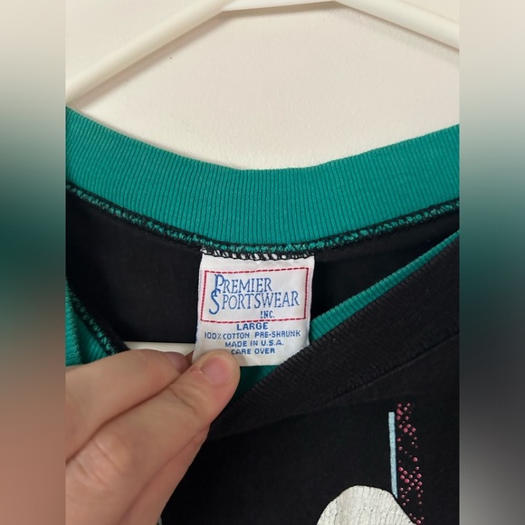 VINTAGE Alan Jackson Shirt L On Tour Concert Black Turquoise Trim 1994 - Picture 5 of 8